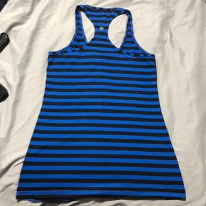 Lululemon Racerback Tank Black & Blue Stripes